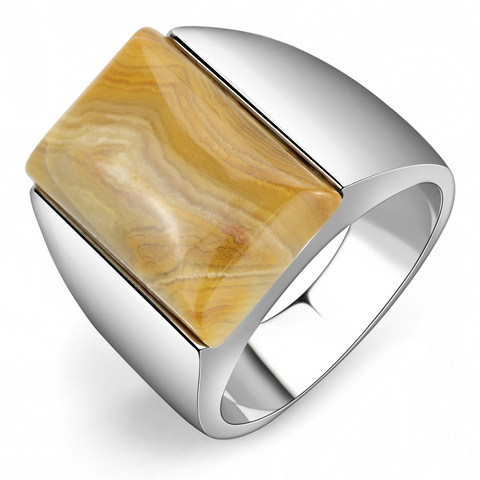 TK947 - Stainless Steel Ring High polished (no plating) Men Semi-Precious Brown