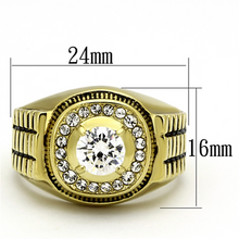 TK948G - Stainless Steel Ring IP Gold(Ion Plating) Men AAA Grade CZ Clear