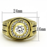 TK948G - Stainless Steel Ring IP Gold(Ion Plating) Men AAA Grade CZ Clear