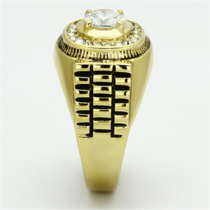 TK948G - Stainless Steel Ring IP Gold(Ion Plating) Men AAA Grade CZ Clear