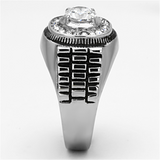 TK948 - Stainless Steel Ring High polished (no plating) Men AAA Grade CZ Clear