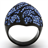 TK949 - Stainless Steel Ring IP Black(Ion Plating) Women Top Grade Crystal Sapphire