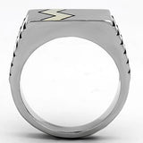 TK950 - Stainless Steel Ring Two-Tone IP Gold (Ion Plating) Men Epoxy Jet