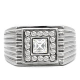 TK95312 - Stainless Steel Ring High polished (no plating) Men Top Grade Crystal Clear