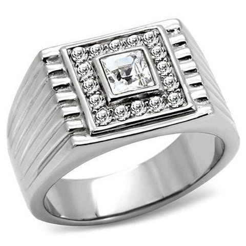 TK95312 - Stainless Steel Ring High polished (no plating) Men Top Grade Crystal Clear