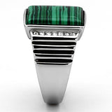 TK953 - Stainless Steel Ring High polished (no plating) Men Synthetic Emerald