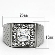 TK955 - Stainless Steel Ring High polished (no plating) Men AAA Grade CZ Clear