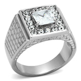 TK955 - Stainless Steel Ring High polished (no plating) Men AAA Grade CZ Clear