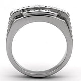 TK956 - Stainless Steel Ring High polished (no plating) Men Top Grade Crystal Clear