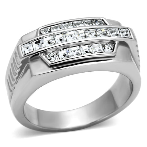 TK956 - Stainless Steel Ring High polished (no plating) Men Top Grade Crystal Clear