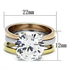TK963 - Stainless Steel Ring Three Tone IP?IP Gold & IP Rose Gold & High Polished) Women AAA Grade CZ Clear