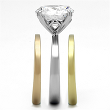 TK963 - Stainless Steel Ring Three Tone IP?IP Gold & IP Rose Gold & High Polished) Women AAA Grade CZ Clear