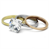 TK963 - Stainless Steel Ring Three Tone IP?IP Gold & IP Rose Gold & High Polished) Women AAA Grade CZ Clear