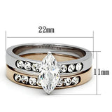 TK965 - Stainless Steel Ring Two-Tone IP Rose Gold Women AAA Grade CZ Clear