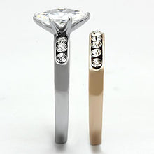 TK965 - Stainless Steel Ring Two-Tone IP Rose Gold Women AAA Grade CZ Clear