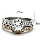 TK966 - Stainless Steel Ring Two-Tone IP Rose Gold Women AAA Grade CZ Clear