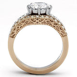 TK966 - Stainless Steel Ring Two-Tone IP Rose Gold Women AAA Grade CZ Clear