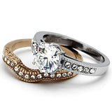 TK966 - Stainless Steel Ring Two-Tone IP Rose Gold Women AAA Grade CZ Clear