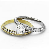 TK967 - Stainless Steel Ring Two-Tone IP Gold (Ion Plating) Women AAA Grade CZ Clear