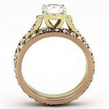 TK968 - Stainless Steel Ring IP Gold & IP Rose Gold (Ion Plating) Women AAA Grade CZ Clear