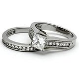 TK969 - Stainless Steel Ring High polished (no plating) Women AAA Grade CZ Clear