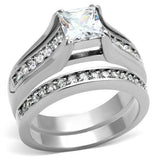 TK969 - Stainless Steel Ring High polished (no plating) Women AAA Grade CZ Clear