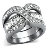 TK970 - Stainless Steel Ring High polished (no plating) Women Top Grade Crystal Clear