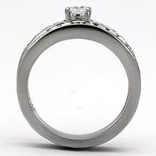 TK972 - High polished (no plating) Stainless Steel Ring with AAA Grade CZ  in Clear