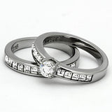 TK972 - Stainless Steel Ring High polished (no plating) Women AAA Grade CZ Clear