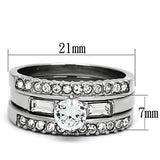 TK973 - Stainless Steel Ring High polished (no plating) Women AAA Grade CZ Clear