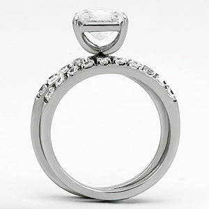 TK975 - Stainless Steel Ring High polished (no plating) Women AAA Grade CZ Clear