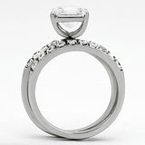 TK975 - Stainless Steel Ring High polished (no plating) Women AAA Grade CZ Clear