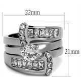 TK976 - Stainless Steel Ring High polished (no plating) Women AAA Grade CZ Clear