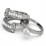 TK976 - Stainless Steel Ring High polished (no plating) Women AAA Grade CZ Clear