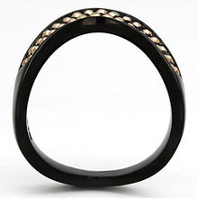 TK982 - Stainless Steel Ring IP Black(Ion Plating) Women Top Grade Crystal Metallic Light Gold