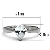 TK994 - Stainless Steel Ring High polished (no plating) Women AAA Grade CZ Clear