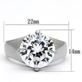 TK999 - Stainless Steel Ring High polished (no plating) Women AAA Grade CZ Clear