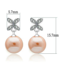TS040 - 925 Sterling Silver Earrings Rhodium Women Synthetic Light Rose