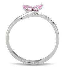 TS042 - 925 Sterling Silver Ring Rhodium Women AAA Grade CZ Light Rose