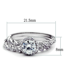 TS046 - 925 Sterling Silver Ring Rhodium Women AAA Grade CZ Clear