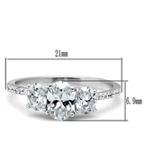 TS049 - 925 Sterling Silver Ring Rhodium Women AAA Grade CZ Clear