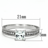 TS081 - 925 Sterling Silver Ring Rhodium Women AAA Grade CZ Clear