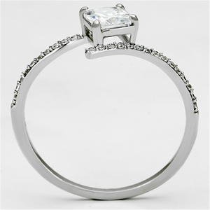 TS083 - 925 Sterling Silver Ring Rhodium Women AAA Grade CZ Clear
