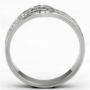 TS091 - 925 Sterling Silver Ring Rhodium Women AAA Grade CZ Clear