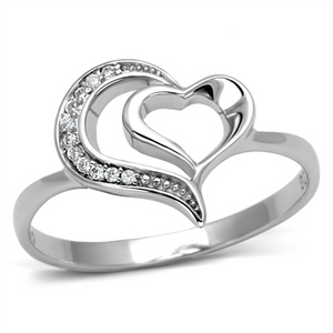 TS093 - 925 Sterling Silver Ring Rhodium Women AAA Grade CZ Clear