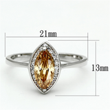 TS098 - 925 Sterling Silver Ring Rhodium Women AAA Grade CZ Champagne