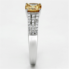 TS099 - 925 Sterling Silver Ring Rhodium Women AAA Grade CZ Champagne