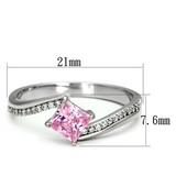 TS100 - 925 Sterling Silver Ring Rhodium Women AAA Grade CZ Rose