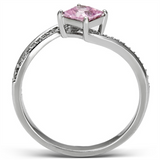 TS100 - 925 Sterling Silver Ring Rhodium Women AAA Grade CZ Rose