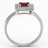 TS102 - 925 Sterling Silver Ring Rhodium Women Synthetic Ruby